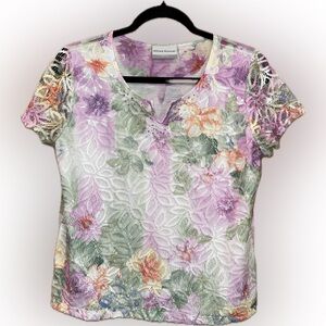 Alfred Dunner Pastel Floral Lace Top